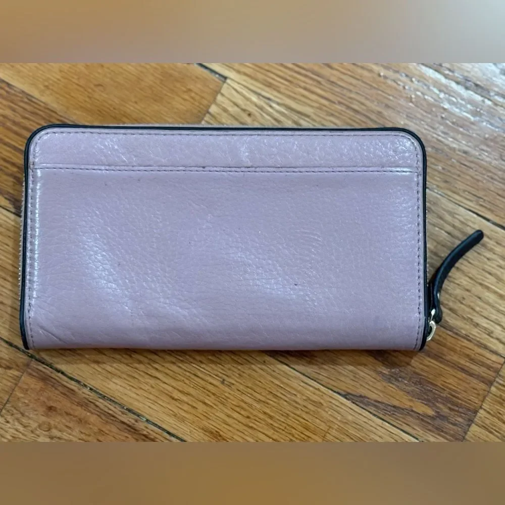Kate Spade Mauve Pink Leather Zip Around Continental Wallet